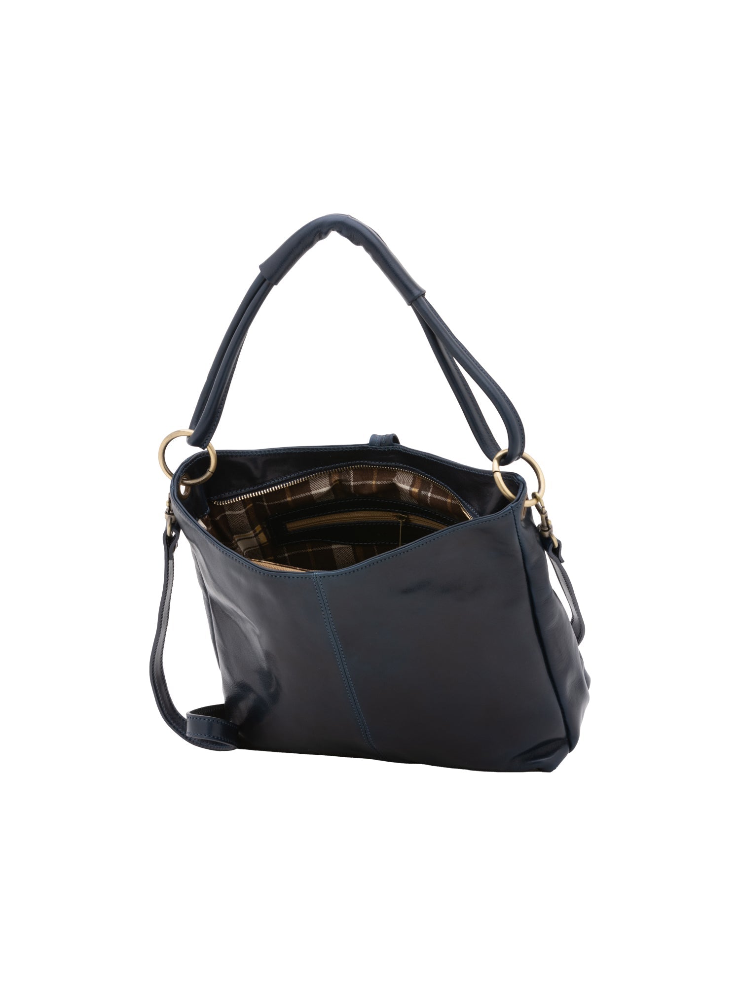Borsa a spalla da donna 100% pelle 5541-Blu I Fratelli