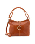 Borsa a spalla da donna 100% pelle 5541-Cognac I Fratelli