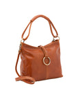 Borsa a spalla da donna 100% pelle 5541-Cognac I Fratelli