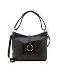 Borsa a spalla da donna 100% pelle 5541-Nero I Fratelli