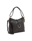 Borsa a spalla da donna 100% pelle 5541-Nero I Fratelli