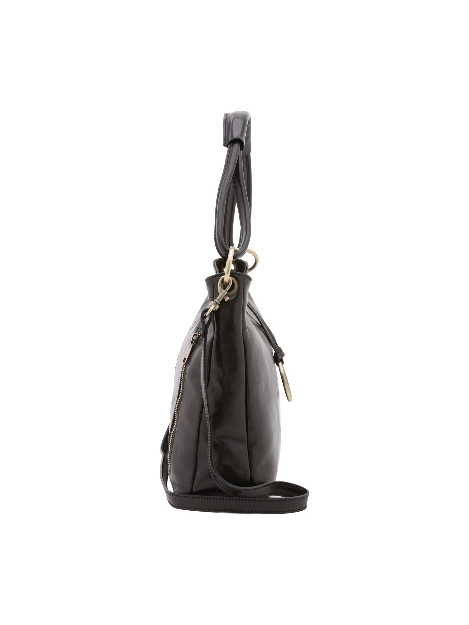 Borsa a spalla da donna 100% pelle 5541-Nero I Fratelli