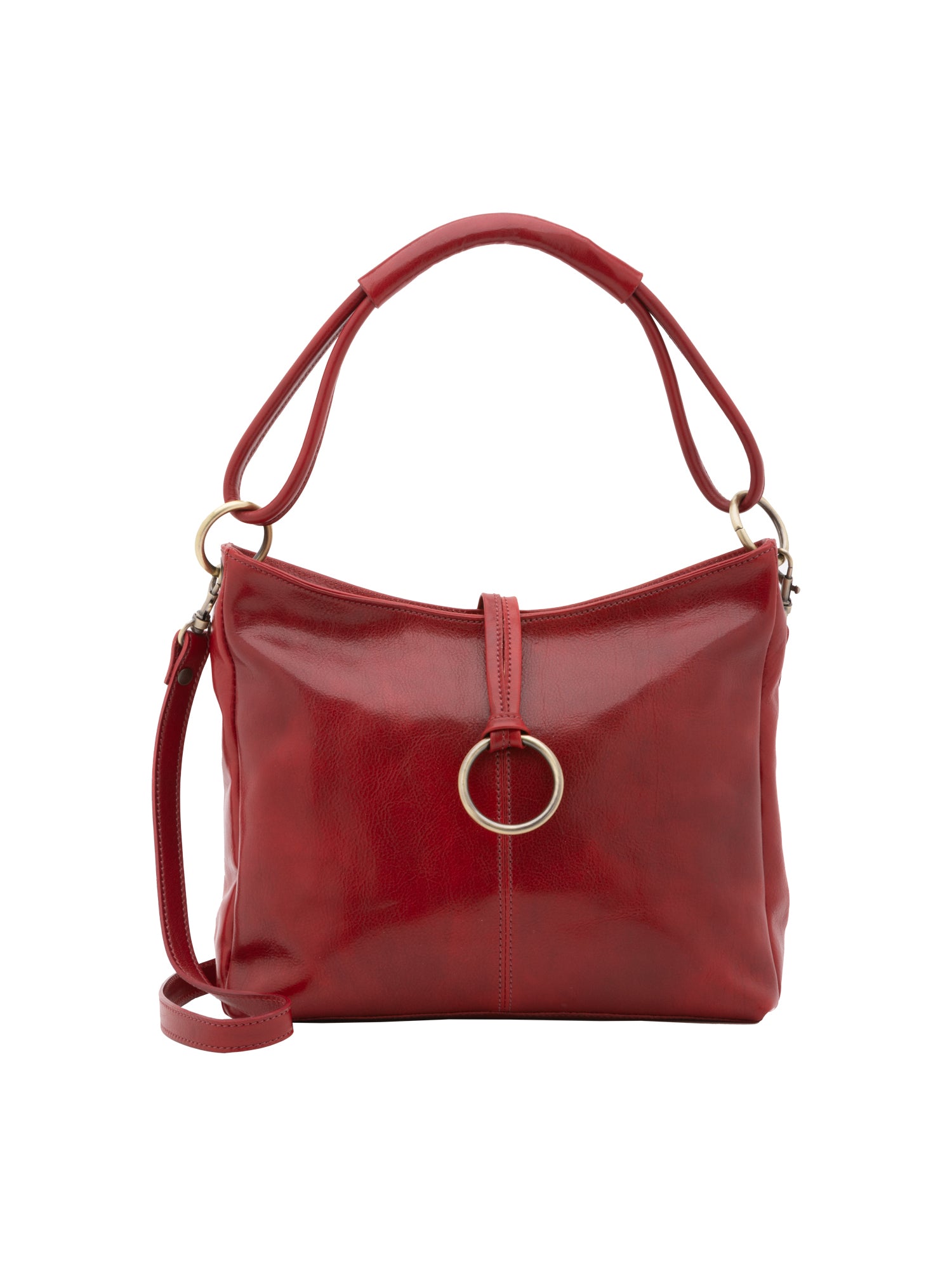 Borsa a spalla da donna 100% pelle 5541-Rosso I Fratelli