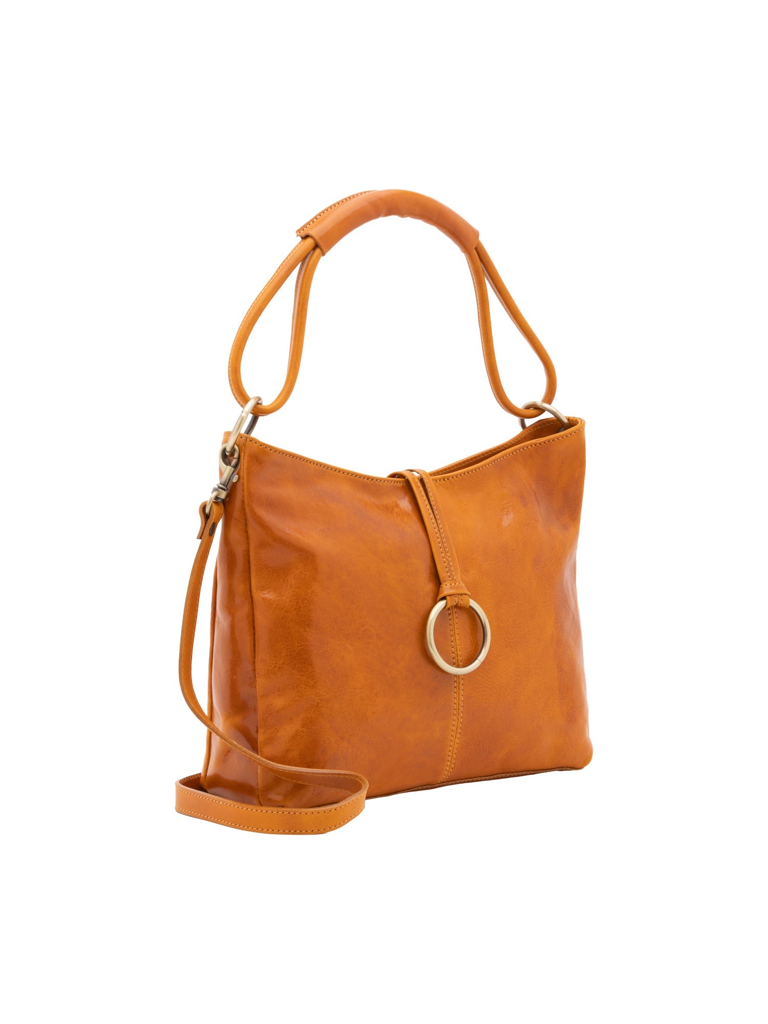 Borsa a spalla da donna 100% pelle 5541-Senape I Fratelli