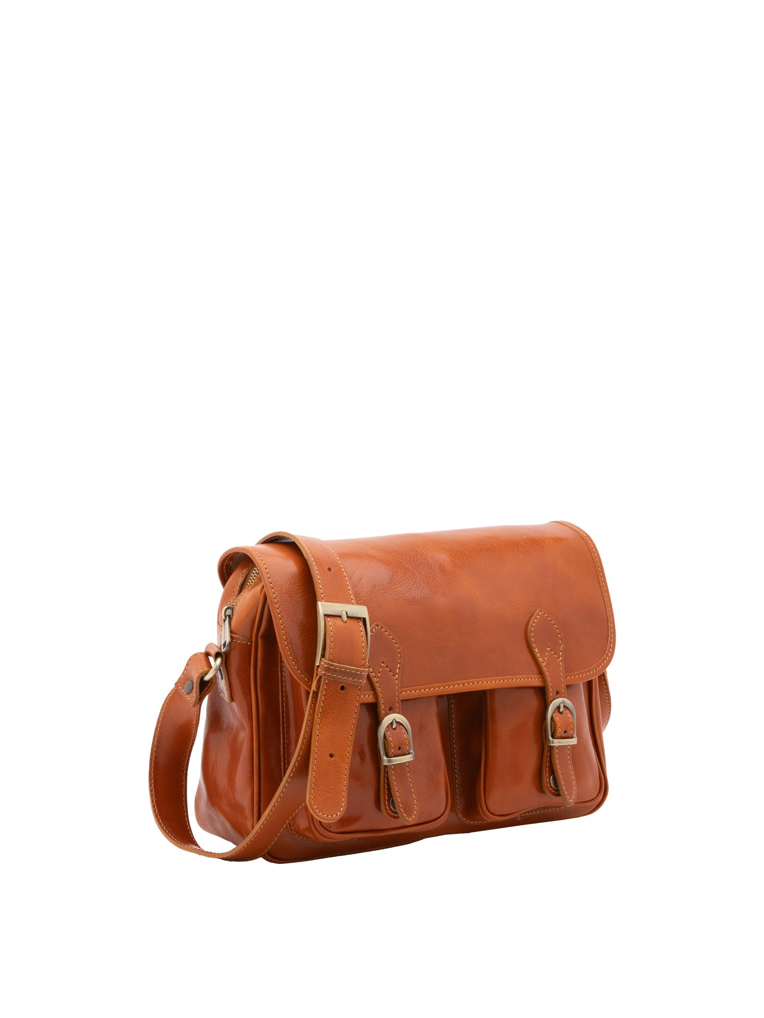Borsa a tracolla da donna Vera pelle 5545-Cognac I Fratelli