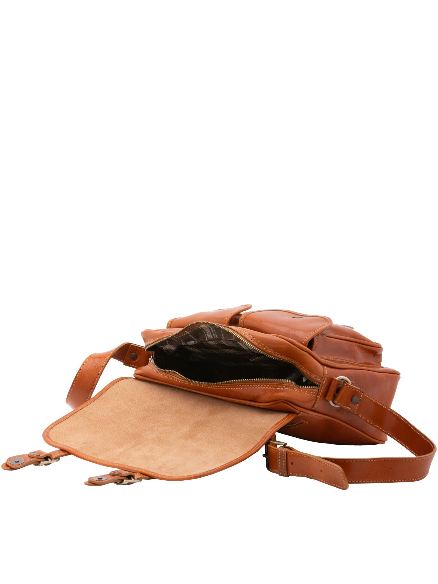 Borsa a tracolla da donna Vera pelle 5545-Cognac I Fratelli