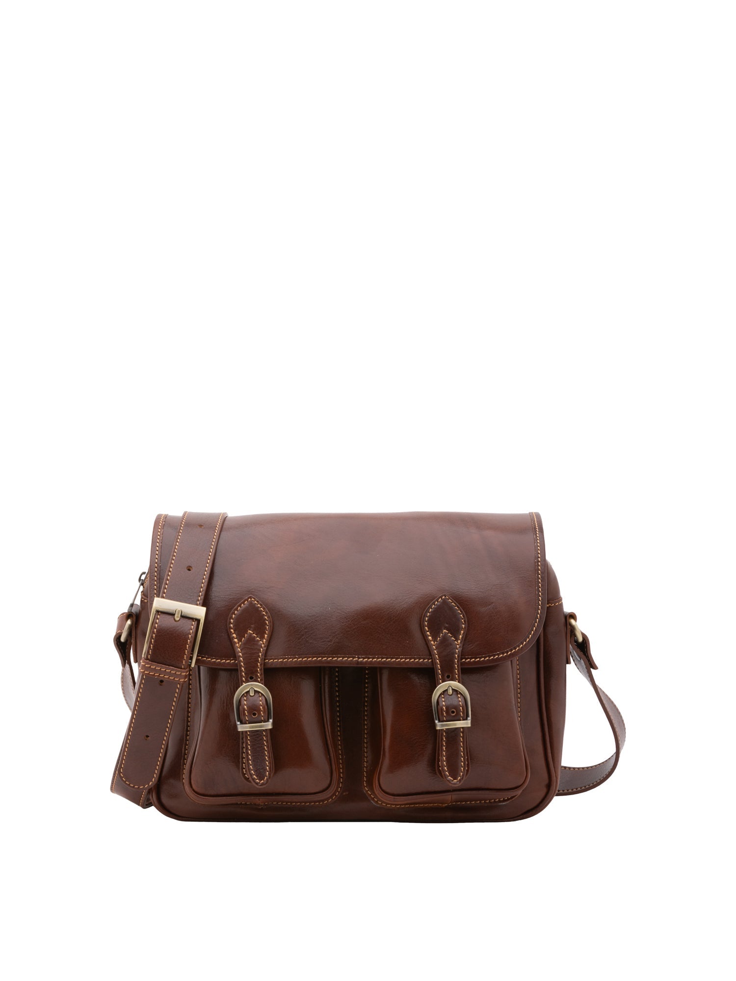 Borsa a tracolla da donna Vera pelle 5545-Marrone I Fratelli