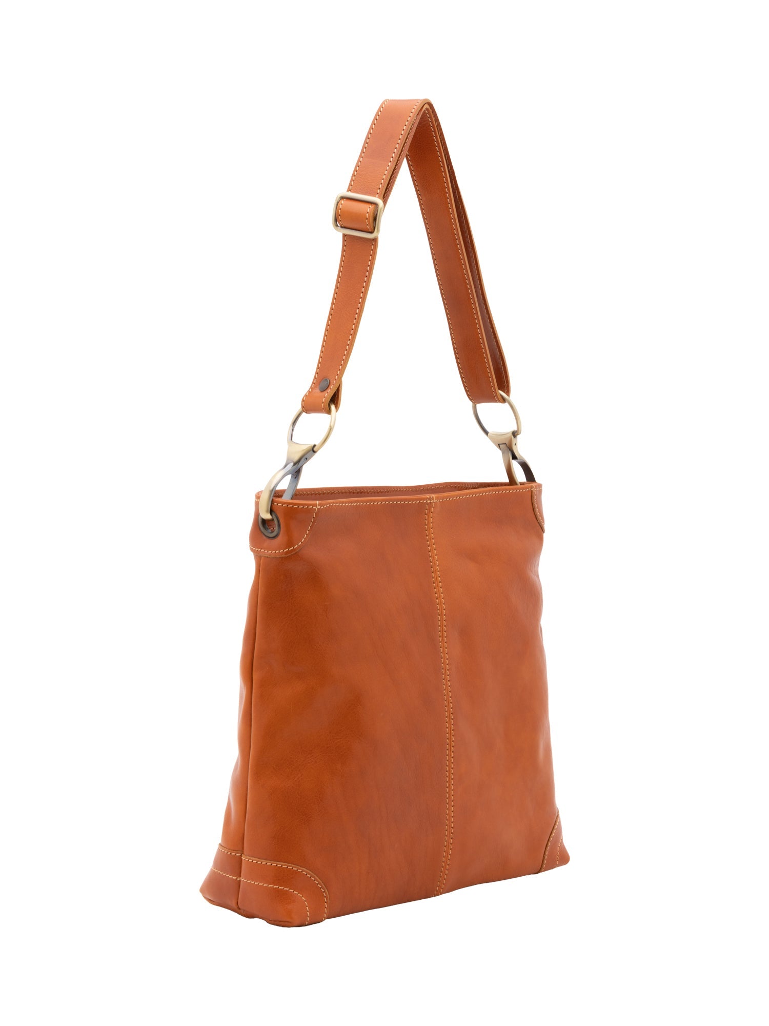 Borsa a spalla da donna 100% pelle 5553-Cognac I Fratelli