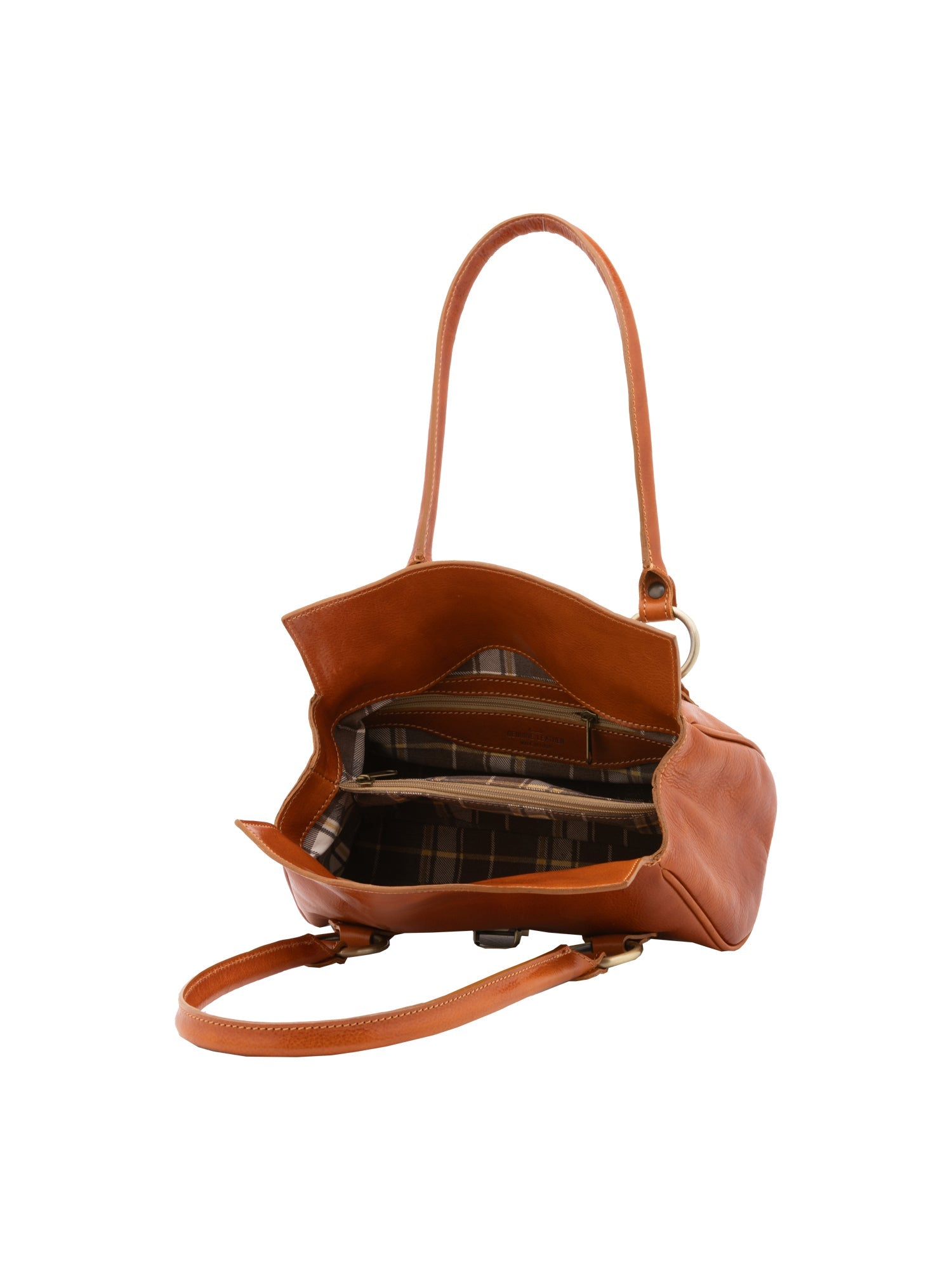 Borsa a mano da donna 100% pelle 5559-Cognac I Fratelli