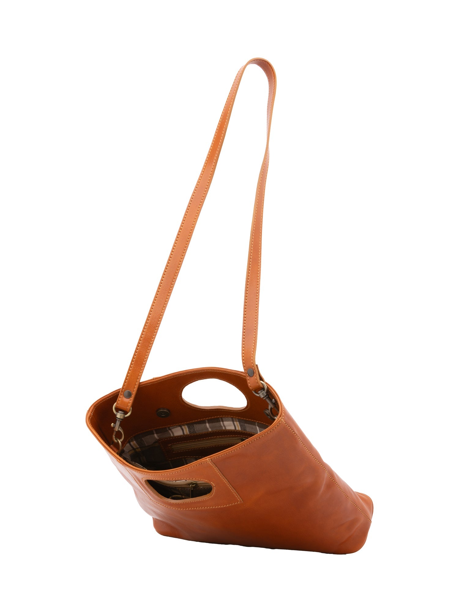 Borsa a tracolla da donna Vera pelle 5563-Cognac I Fratelli