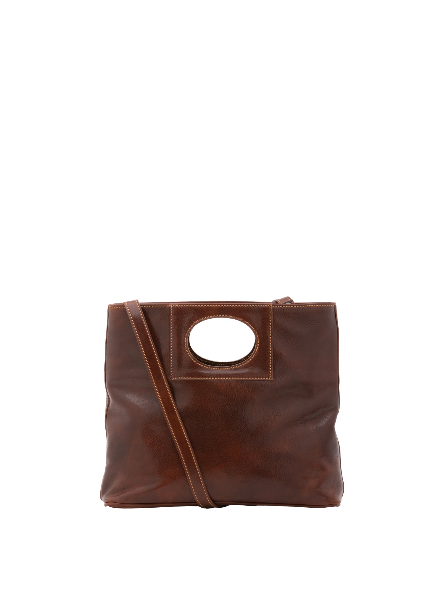 Borsa a tracolla da donna Vera pelle 5563-Marrone I Fratelli