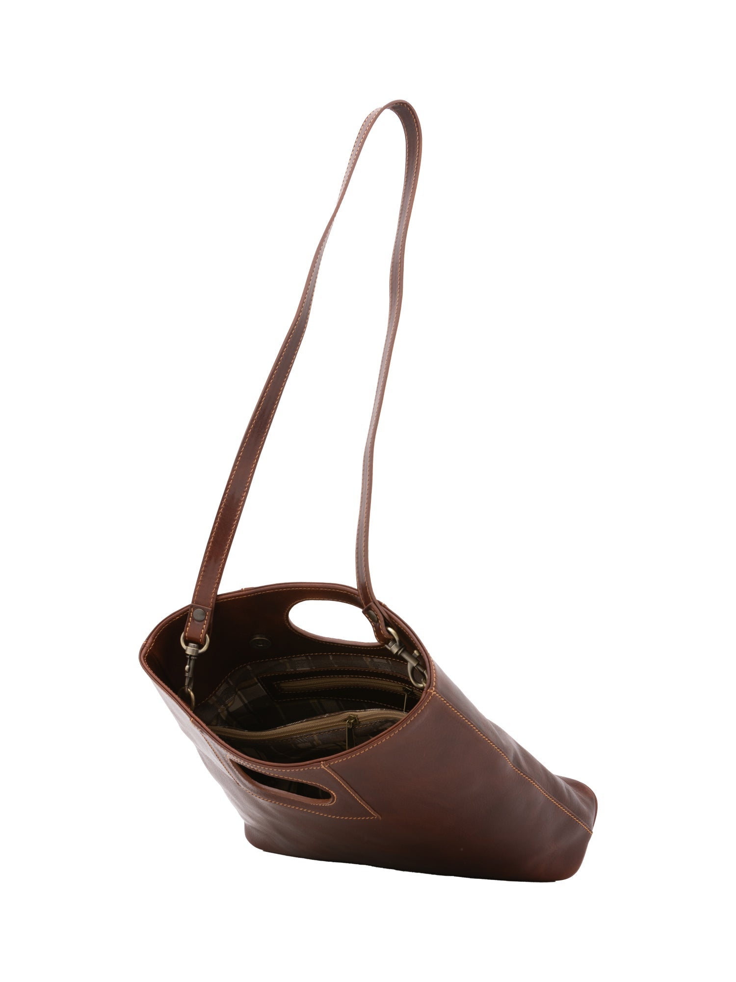 Borsa a tracolla da donna Vera pelle 5563-Marrone I Fratelli