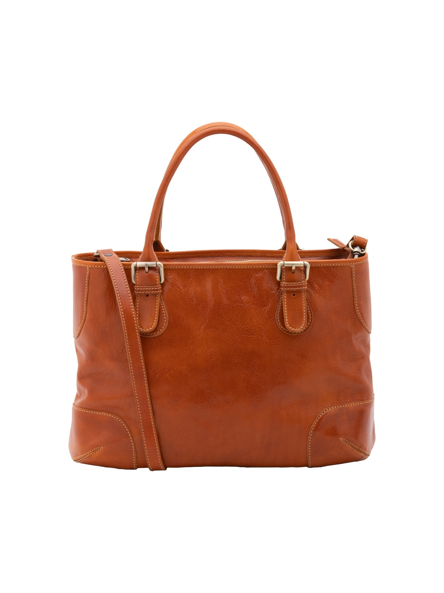 Borsa a tracolla da donna 100% pelle 5566-Cognac I Fratelli
