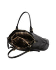 Borsa a tracolla da donna 100% pelle 5566-Nero I Fratelli