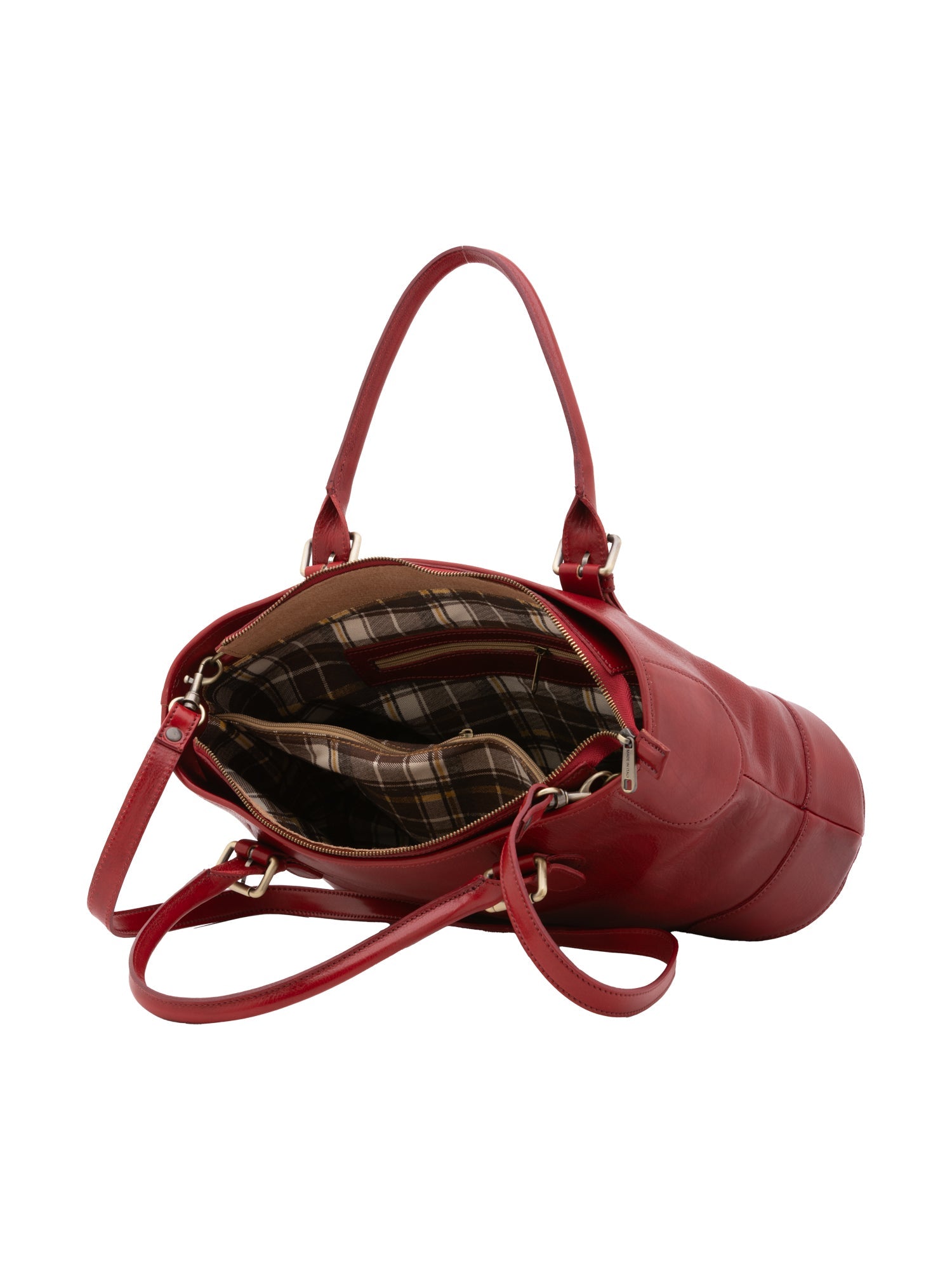 Borsa a tracolla da donna 100% pelle 5566-Rosso I Fratelli