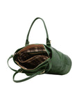 Borsa a tracolla da donna 100% pelle 5566-Verde I Fratelli