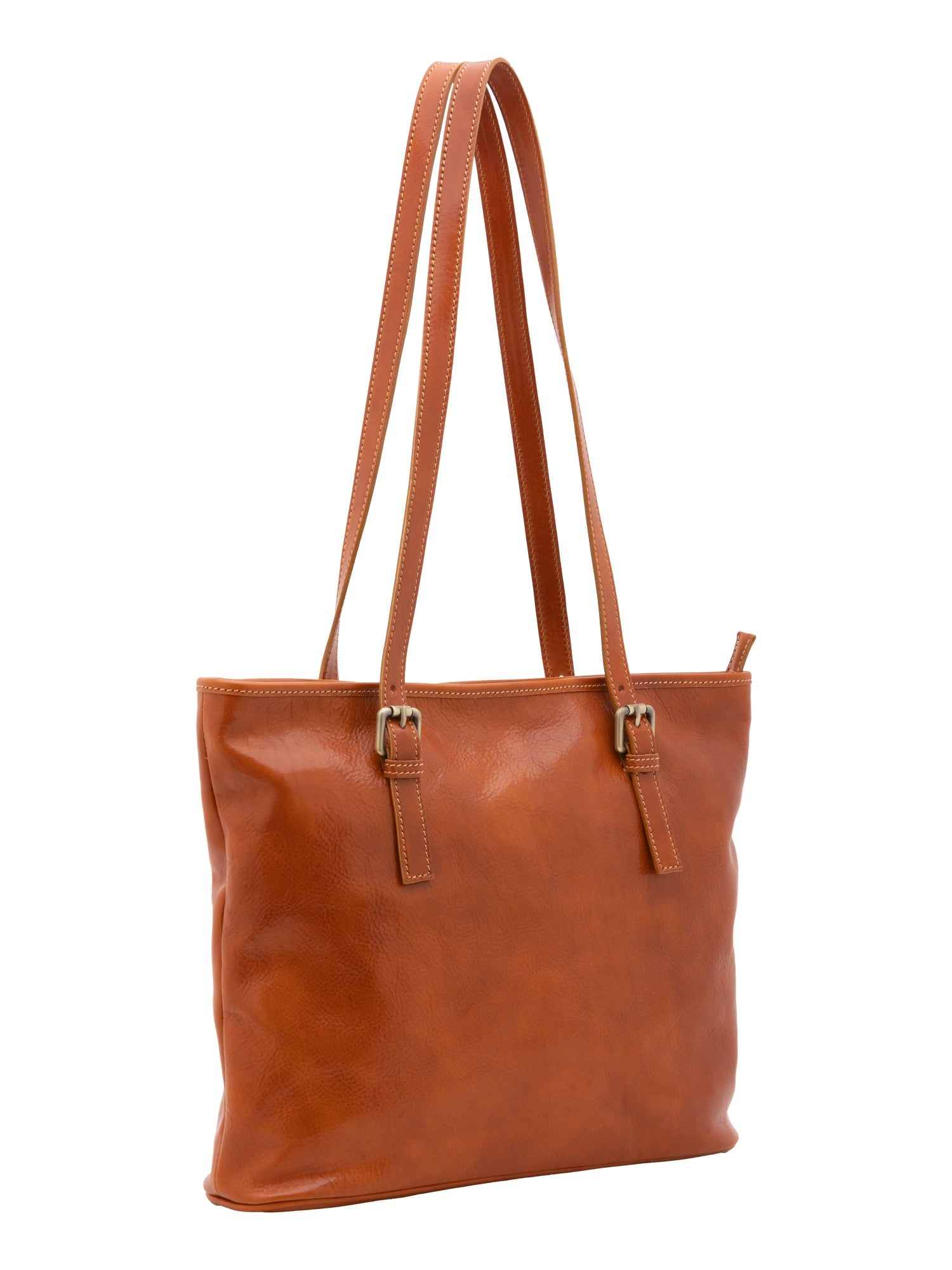 Borsa a spalla da donna 100% vera pelle 5576-Cognac I Fratelli