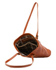 Borsa a spalla da donna 100% vera pelle 5576-Cognac I Fratelli