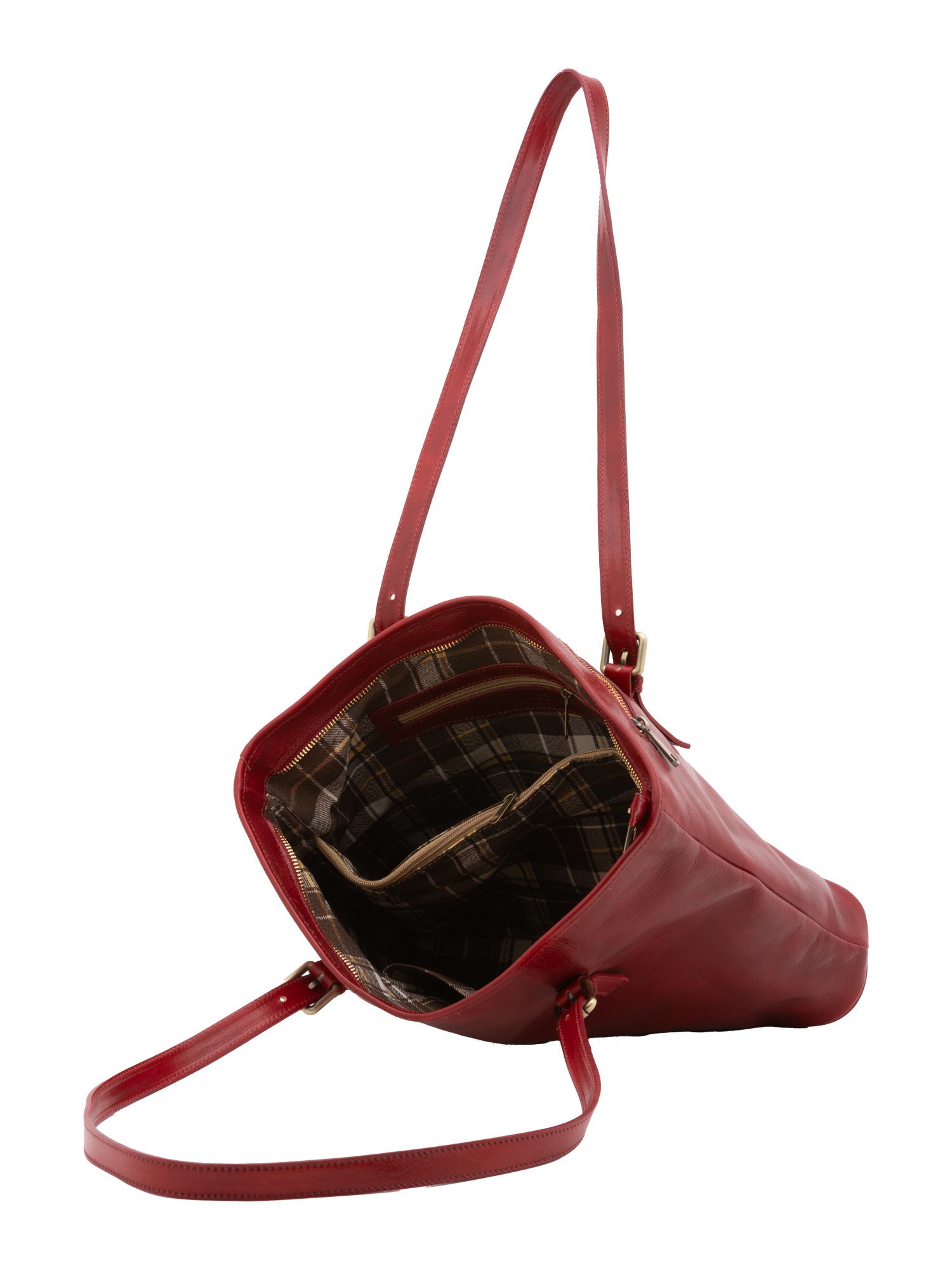 Borsa a spalla da donna 100% vera pelle 5576-Rosso I Fratelli