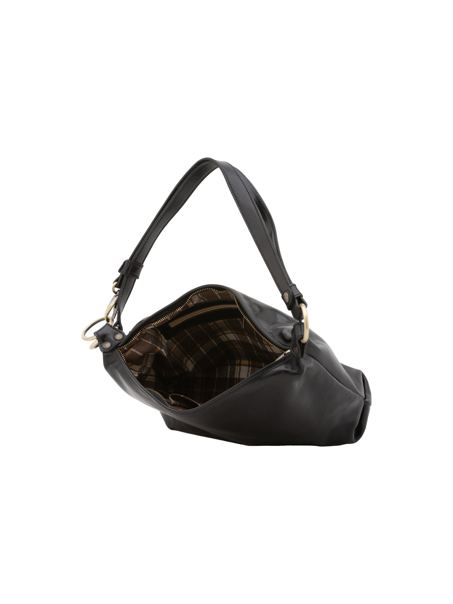 Borsa a spalla da donna 100% pelle 5578-Nero I Fratelli