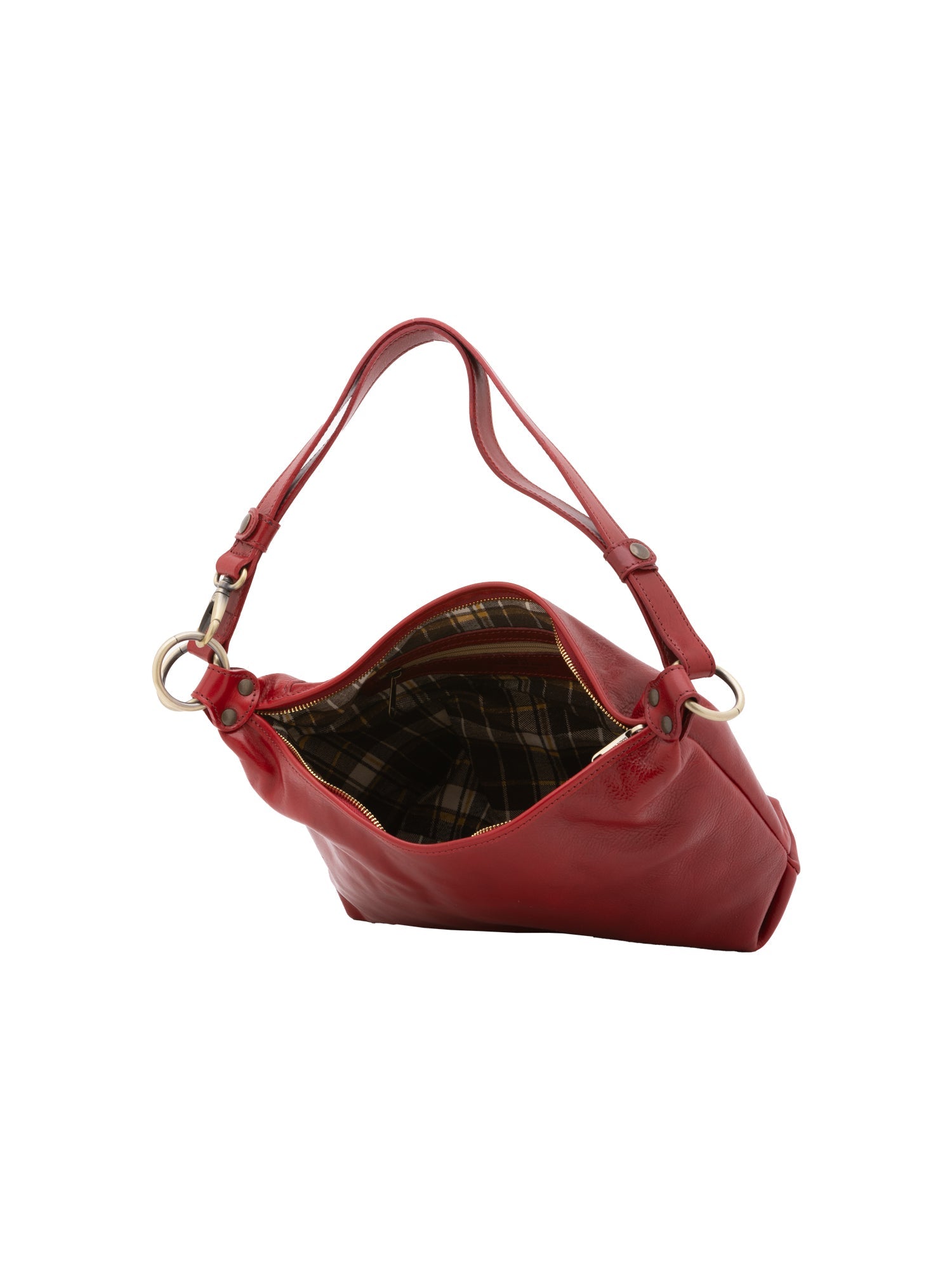 Borsa a spalla da donna 100% pelle 5578-Rosso I Fratelli