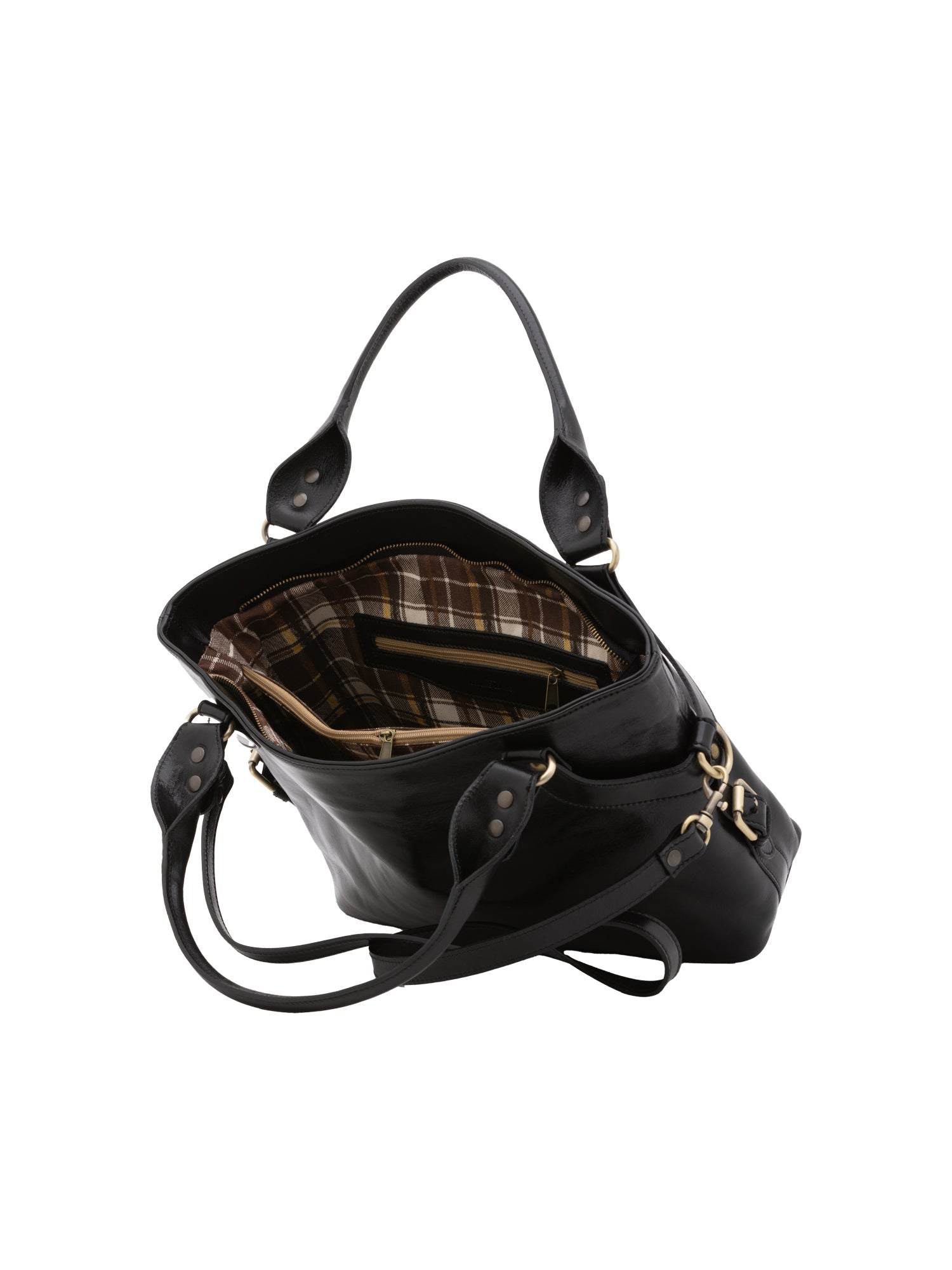 Borsa a mano da donna 100% pelle 5579-Nero I Fratelli