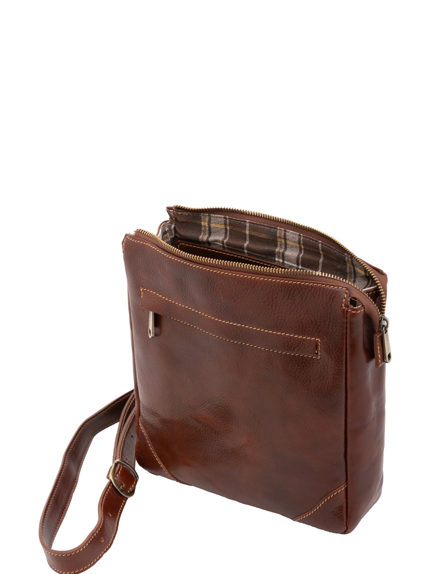 Borsa a tracolla uomo in vera pelle 100% pelle 5582-Marrone I Fratelli
