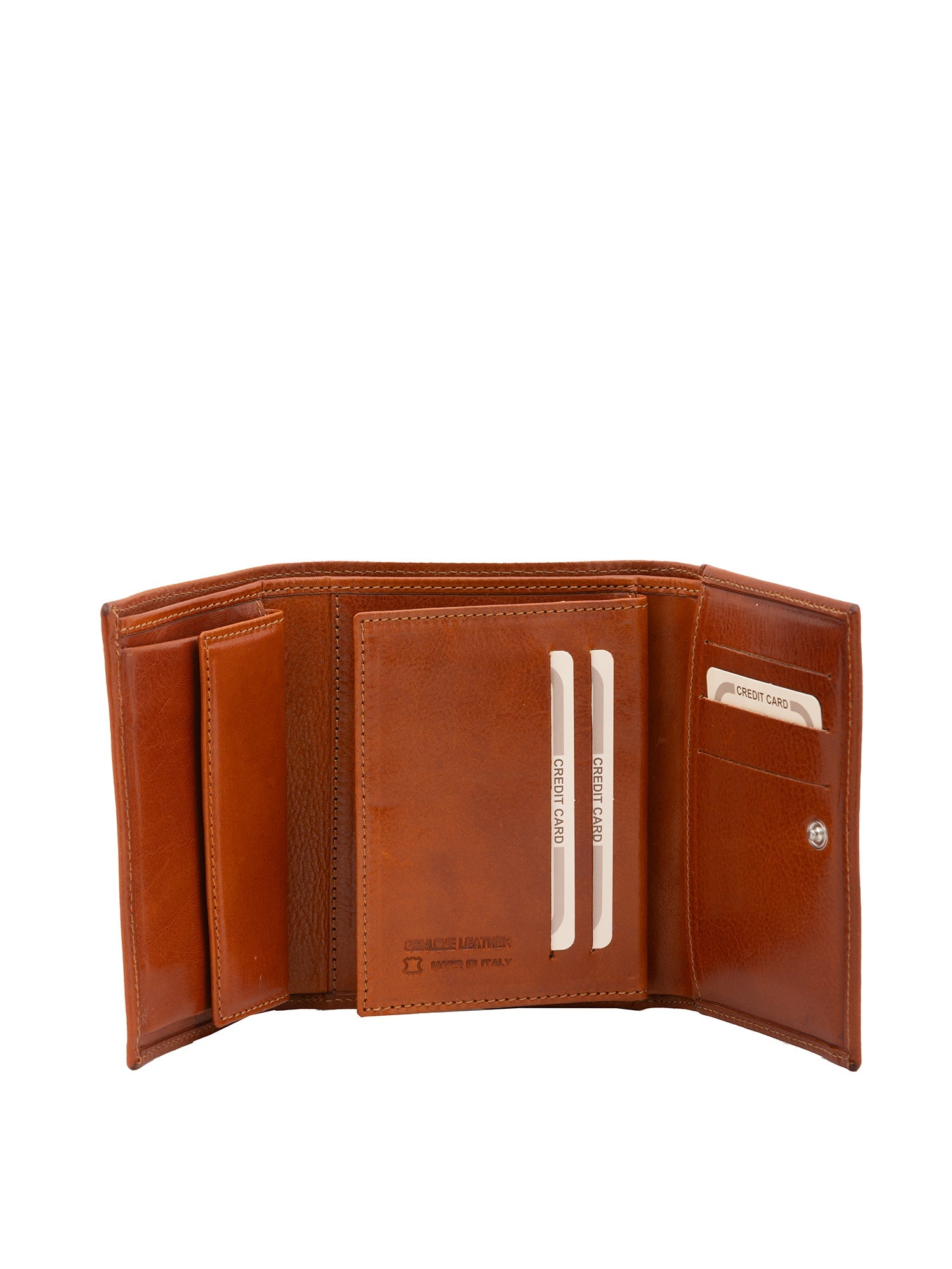 Portafoglio donna in vera pelle Made in Italy 5594-Cognac I Fratelli