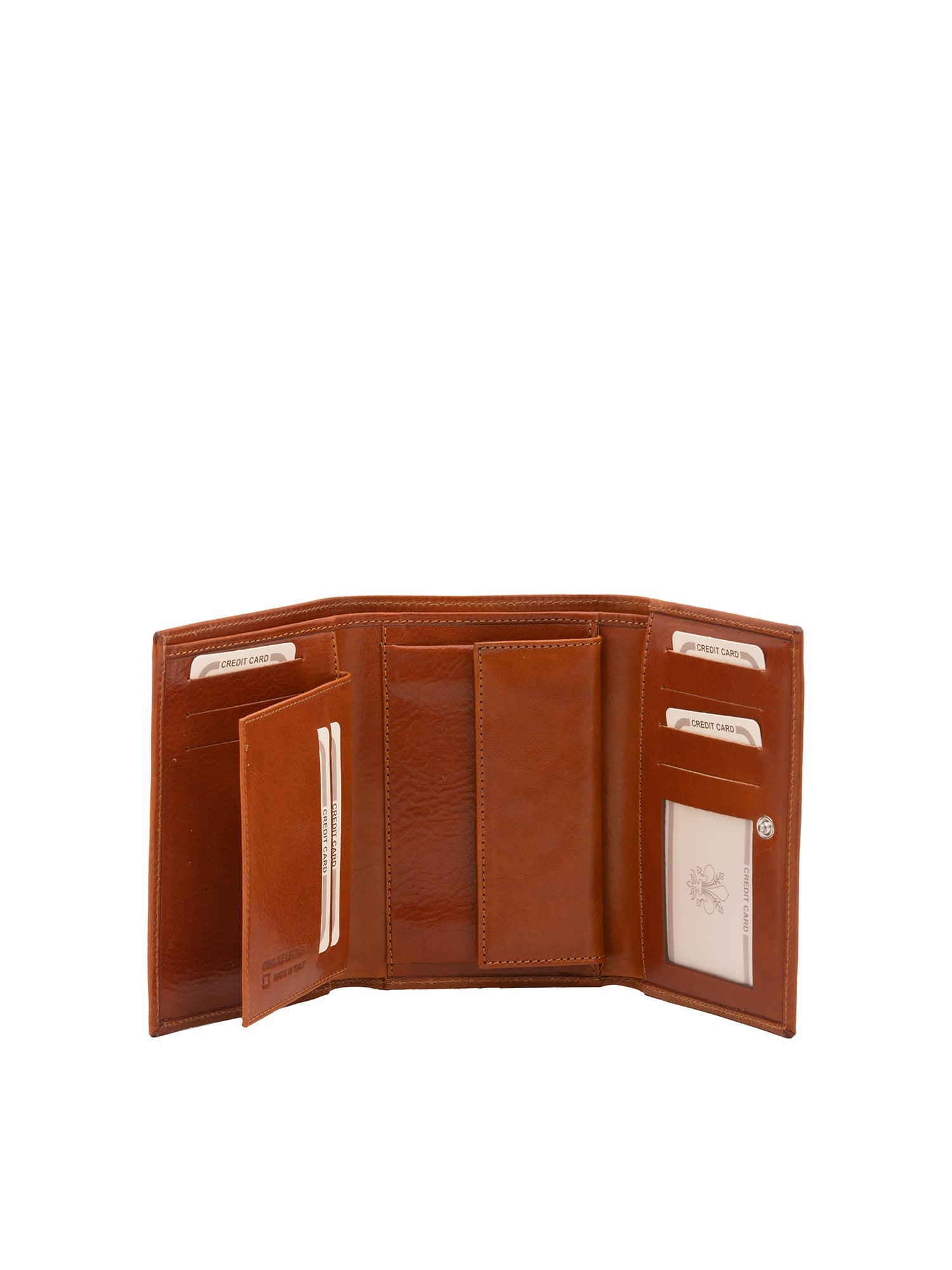 Portafoglio donna in vera pelle Made in Italy 5595-Cognac I Fratelli