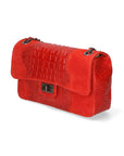 Edvige Borsa a spalla da donna Pelle Croco Stampata 80045-ROSSO RED Chiara Ferretti