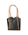 Fabiola Borsa a spalla da donna 100% pelle 9039-NERO CUOIO Chiara Ferretti