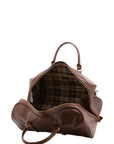 Borsa da viaggio unisex in vera pelle 100% cotone 4514-TESTA DI MORO Alessia Firenze