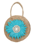 Karen Borsa a mano da donna Paglia intrecciata 88121-TURCHESE Chiara Ferretti