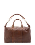 Borsa da viaggio unisex in vera pelle 100% cotone 4046-TESTA DI MORO Alessia Firenze