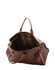 Borsa da viaggio unisex in vera pelle 100% cotone 4091-MARRONE Alessia Firenze
