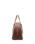 Borsa da viaggio unisex in vera pelle 100% cotone 4589-TESTA DI MORO Alessia Firenze