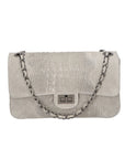 Edvige Borsa a spalla da donna Pelle Croco Stampata 80045-GRIGIO Chiara Ferretti