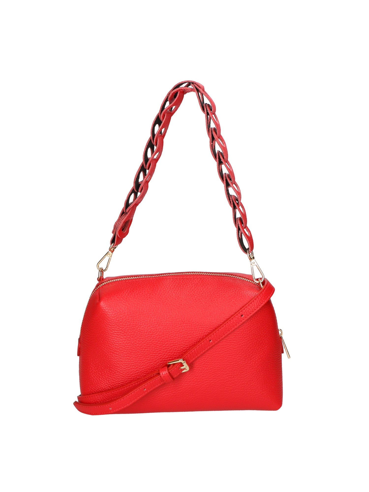 Livia Borsa a spalla da donna Vera pelle 06443-ROSSO FERRARI Chiara Ferretti