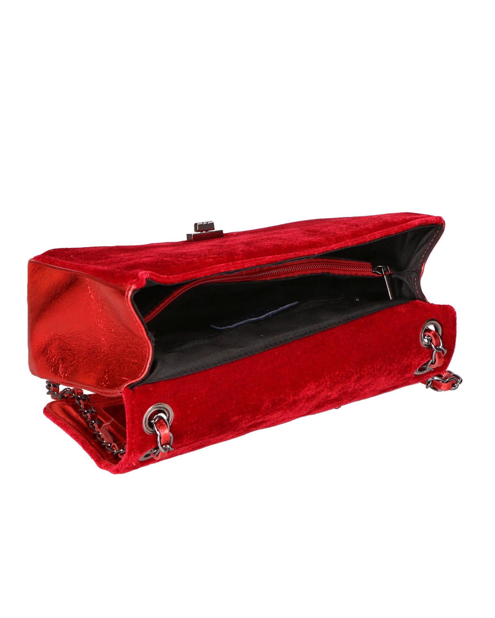 Valeriana Borsa a tracolla da donna Velluto e pelle 1139-ROSSO  Chiara Ferretti