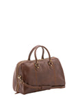 Borsa da viaggio unisex in vera pelle 100% cotone 4040-TESTA DI MORO Alessia Firenze