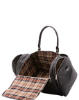 Borsa da viaggio unisex in vera pelle 100% cotone 4045-NERO Alessia Firenze