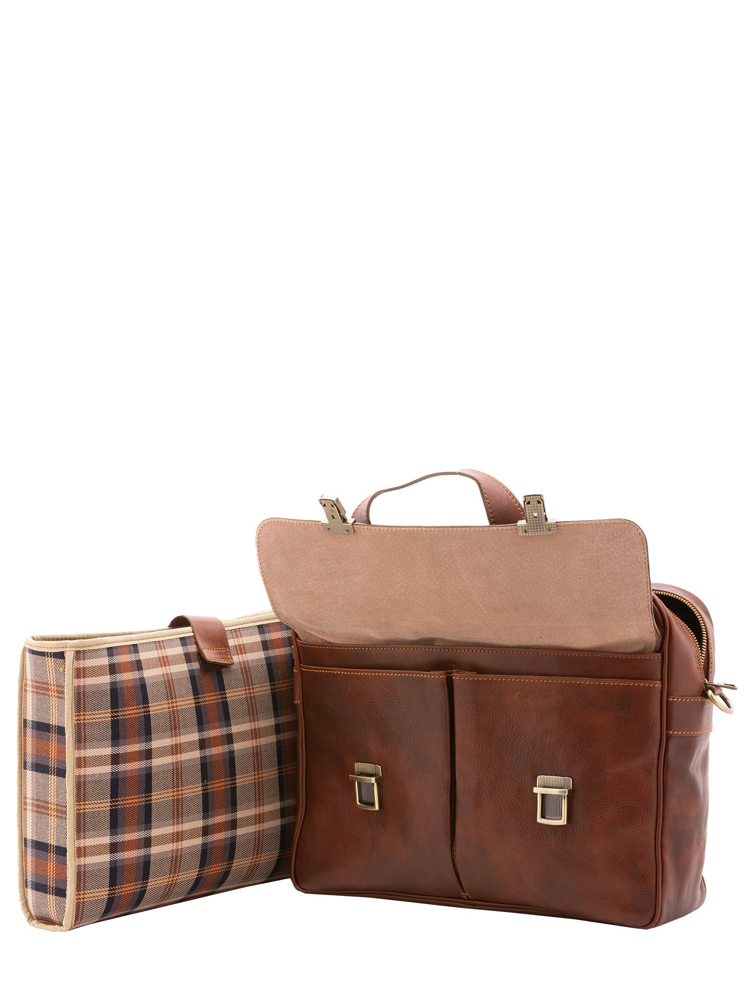 Borsa a mano unisex in vera pelle Made in Italy 4575-MARRONE Alessia Firenze