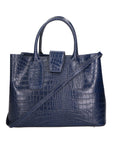 Letizia Borsa a mano da donna Pelle stampata croco 06542-BLU SCURO Chiara Ferretti