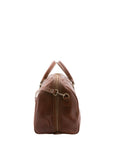 Borsa da viaggio unisex vera pelle 100% cotone 4038-MARRONE Alessia Firenze