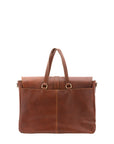 Borsa da viaggio unisex in vera pelle 100% cotone 4066-MARRONE Alessia Firenze