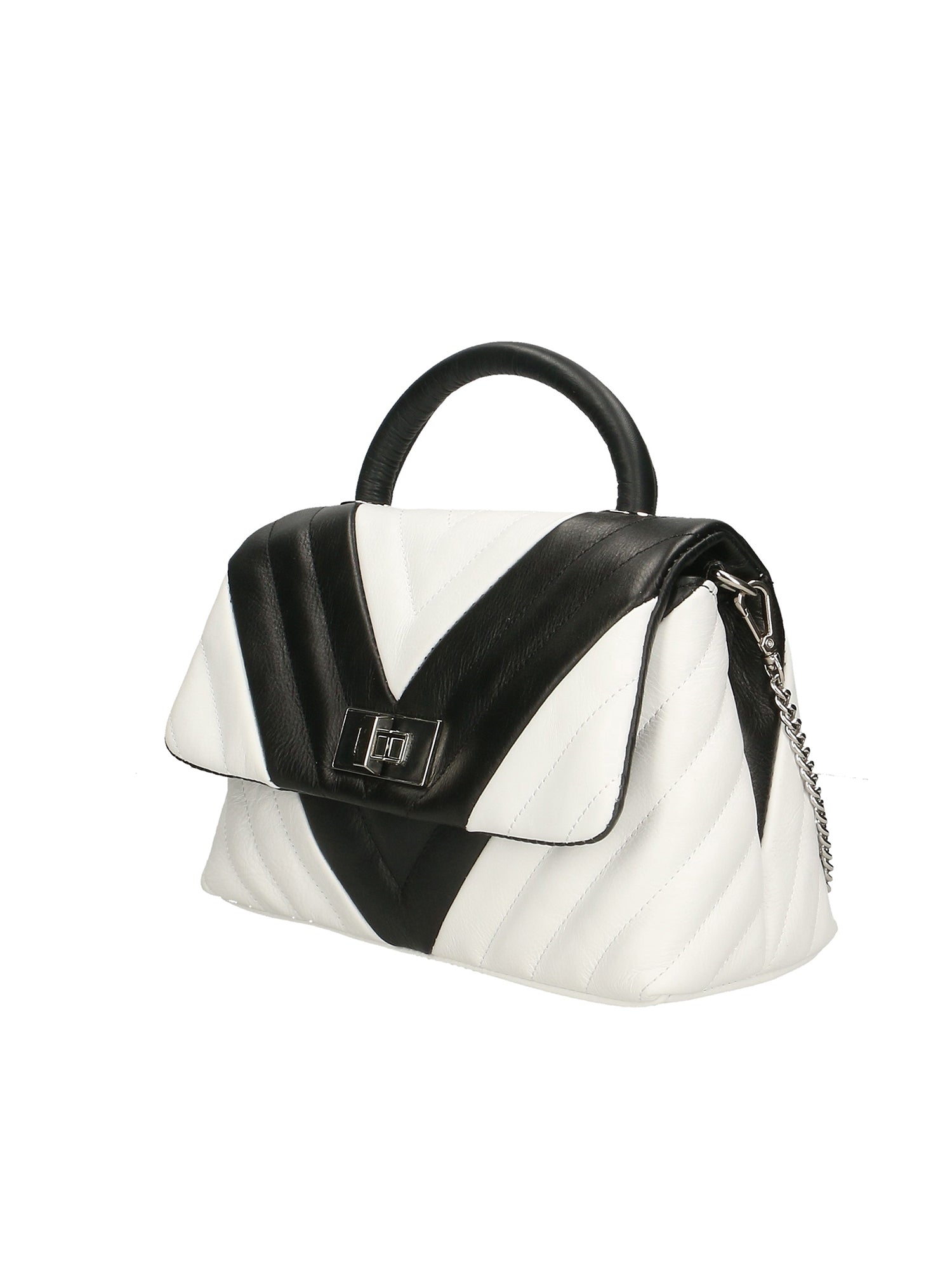 Ramona Borsa a mano da donna Vera pelle 192280-BIANCO+NERO Chiara Ferretti