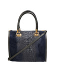 Edna Borsa a bauletto da donna Pelle e camoscio stampato croco 80044-012 BLU JEANS Chiara Ferretti