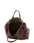 Borsa da viaggio unisex in vera pelle 100% cotone 4046-TESTA DI MORO Alessia Firenze