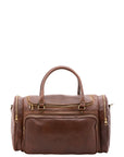 Borsa da viaggio unisex in vera pelle 100% cotone 4045-TESTA DI MORO Alessia Firenze