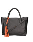 Damen-Schultertasche aus echtem Leder, hergestellt in Italien, 27,5 x 46 x 10 cm